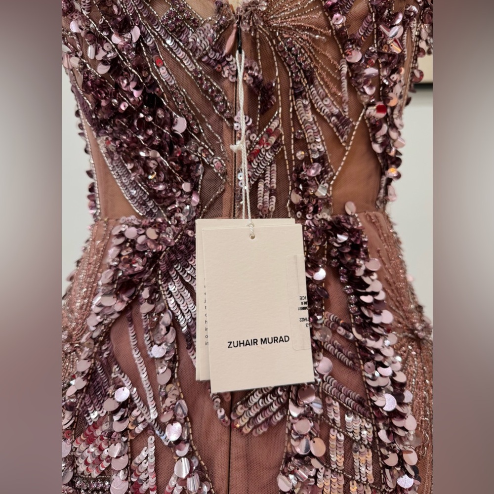 Zuhair Murad Purple Embellished Chiffon Gown Maxi Beaded and sequined Dress - Picture 10 of 15